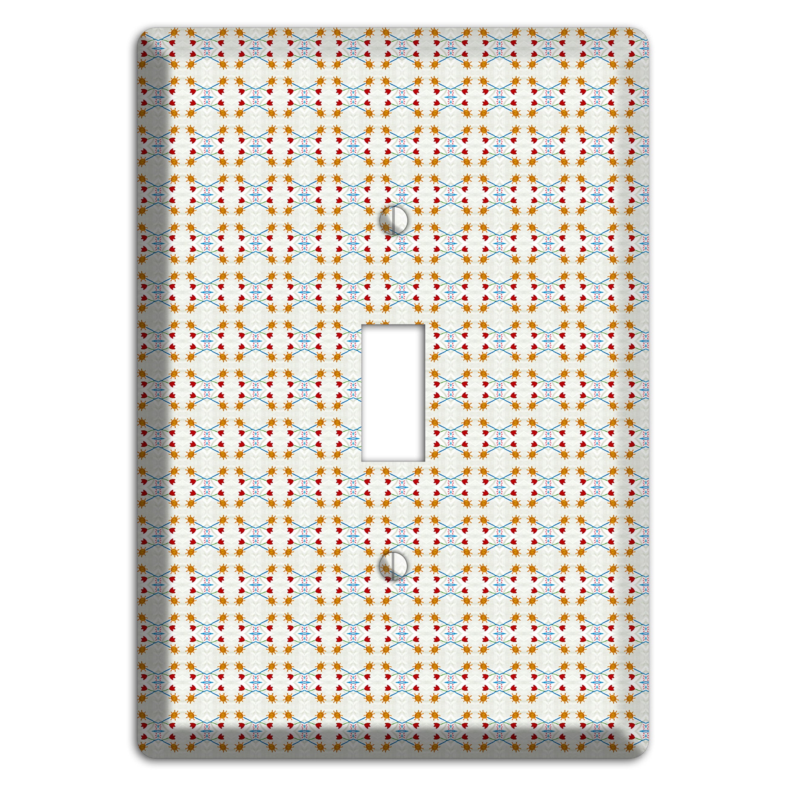 Off White Red Blue Retro Arabesque Cover Plates