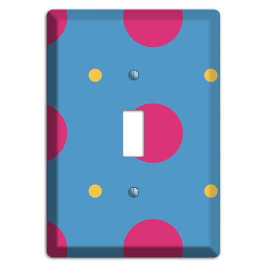 Blue with Pink and Yellow Multi Tiled Medium Dots Cover Plates