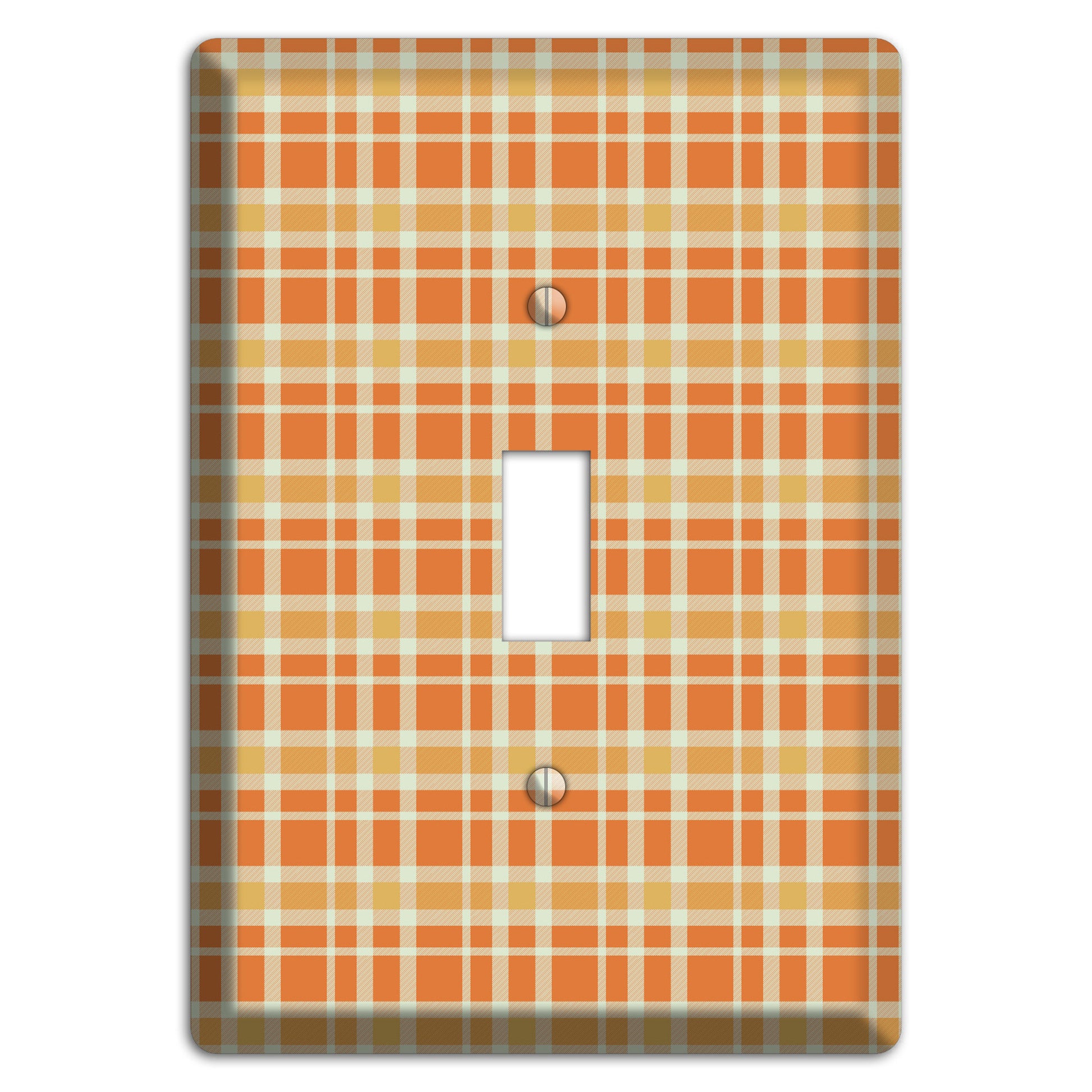 Orange and Beige Plaid Cover Plates