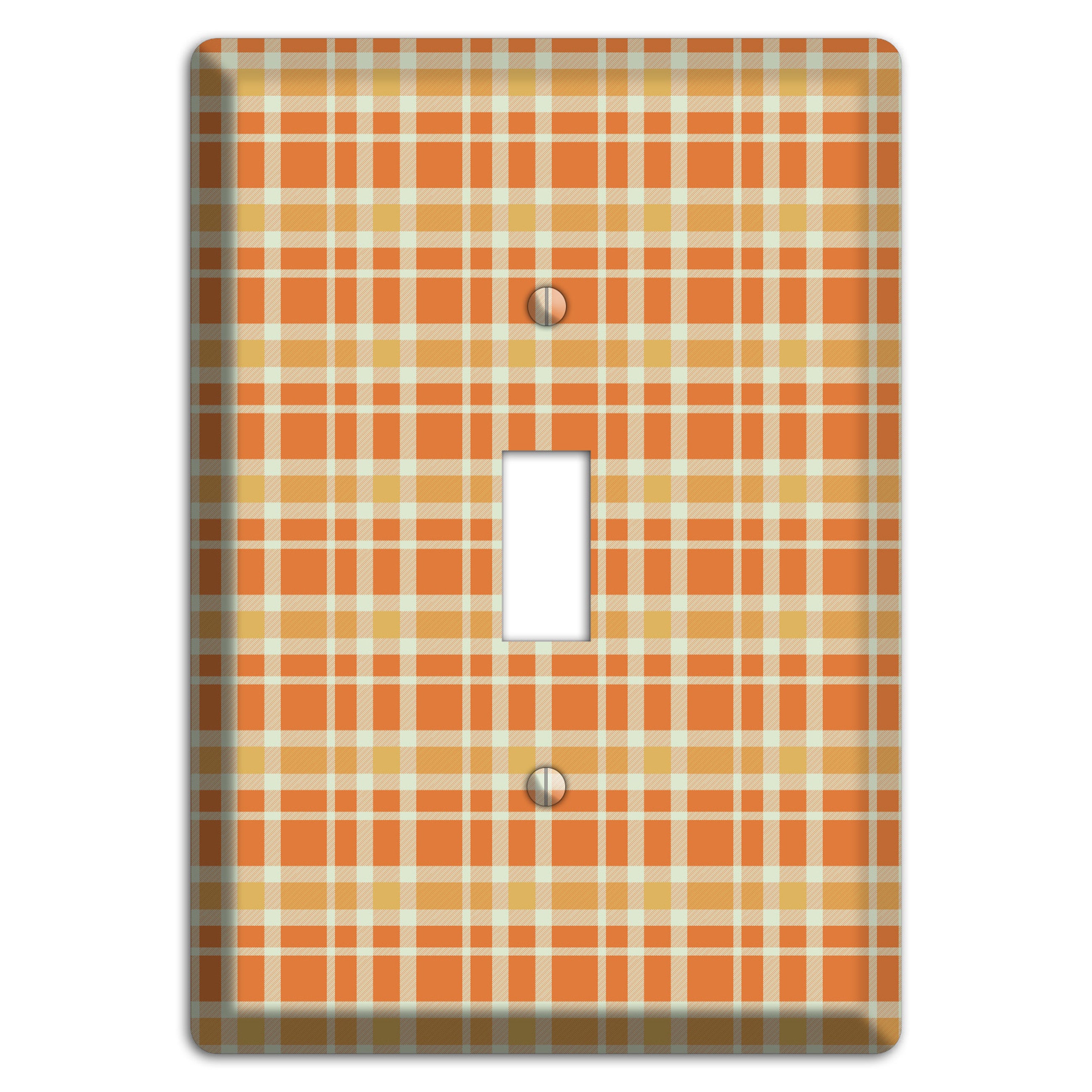 Orange and Beige Plaid Cover Plates