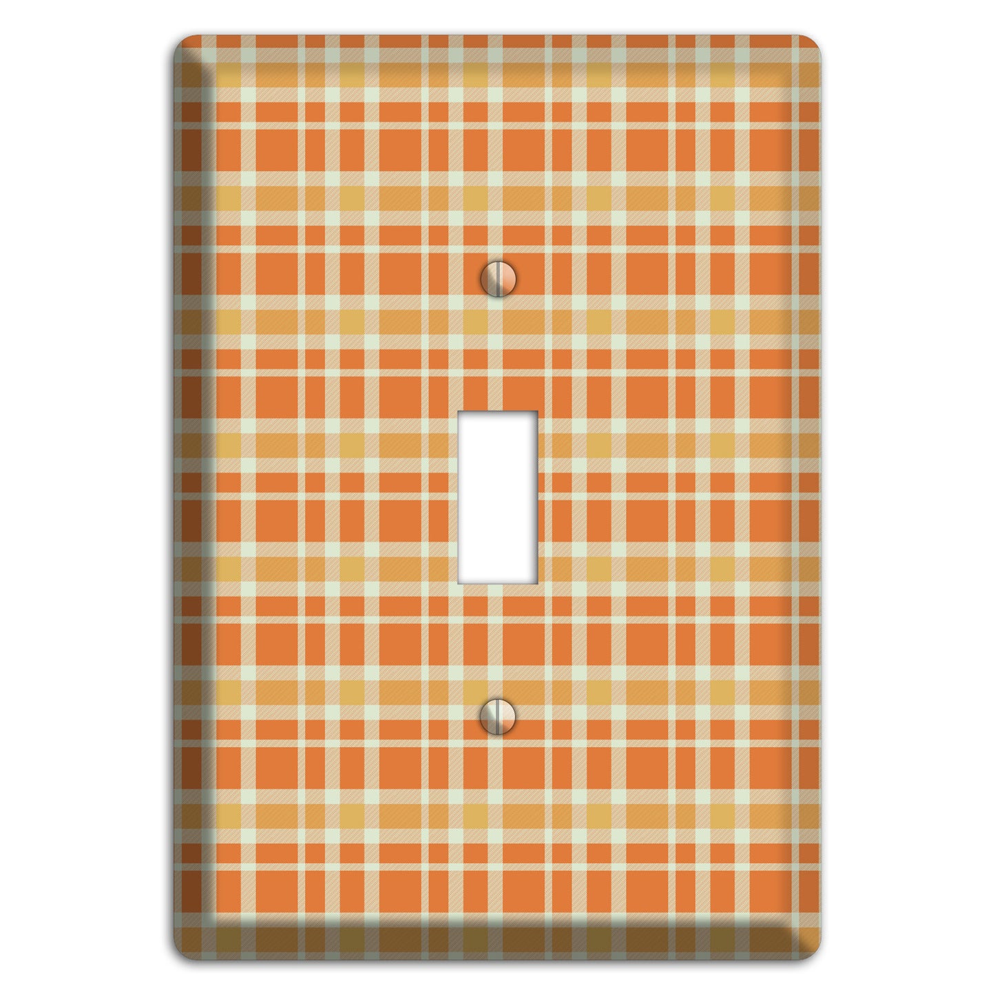 Orange and Beige Plaid Cover Plates