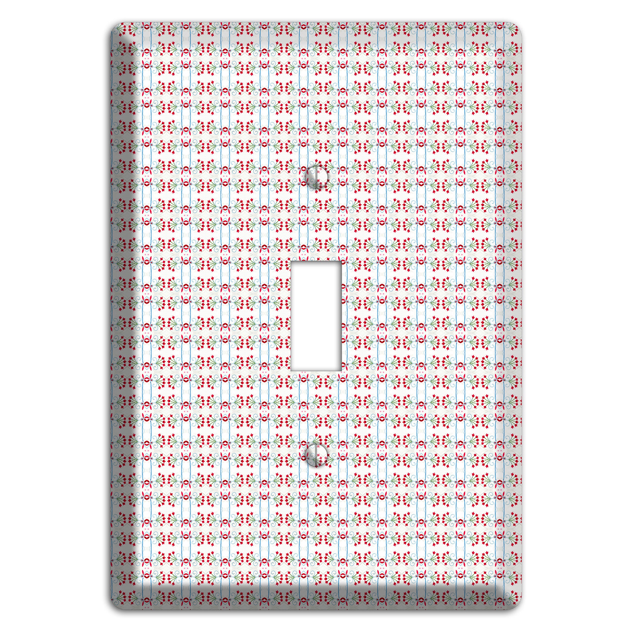 White with Red Blue Tapestry Cover Plates