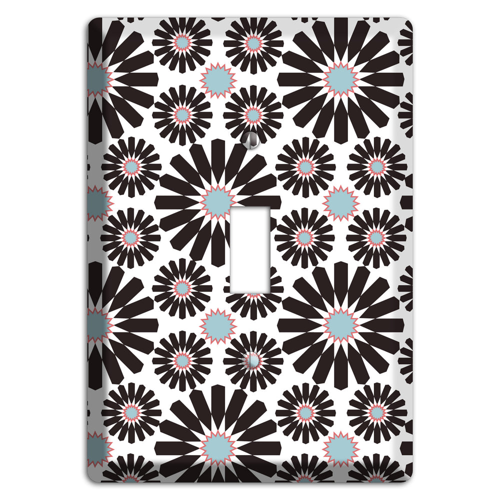 Dusty Blue Maroon Scandinavian Floral 2 Cover Plates