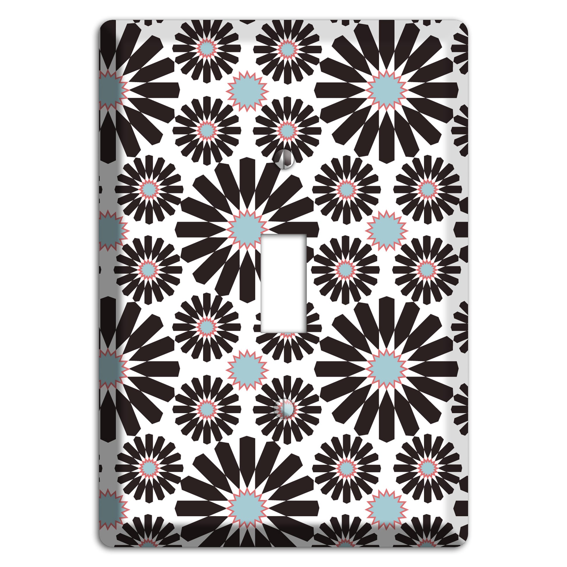 Dusty Blue Maroon Scandinavian Floral 2 Cover Plates