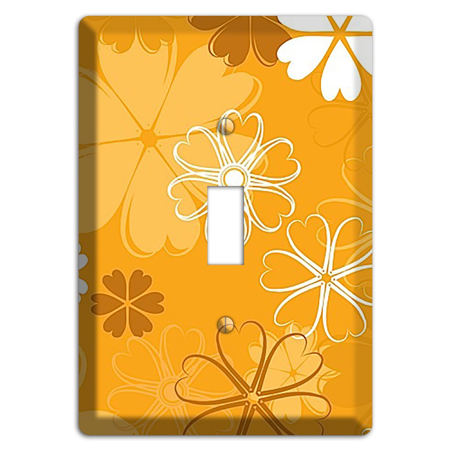 Orange Retro Flowers Cover Plates