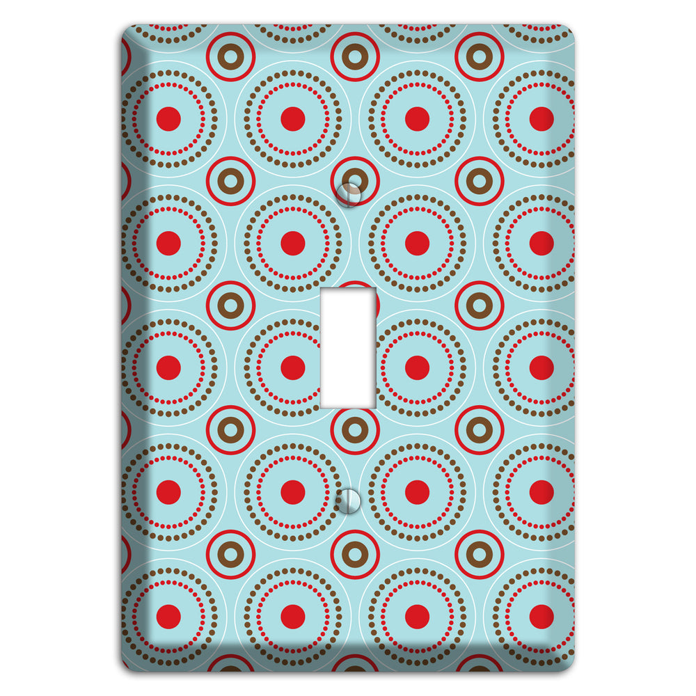 Dusty Blue with Red and Brown Retro Suzani Cover Plates