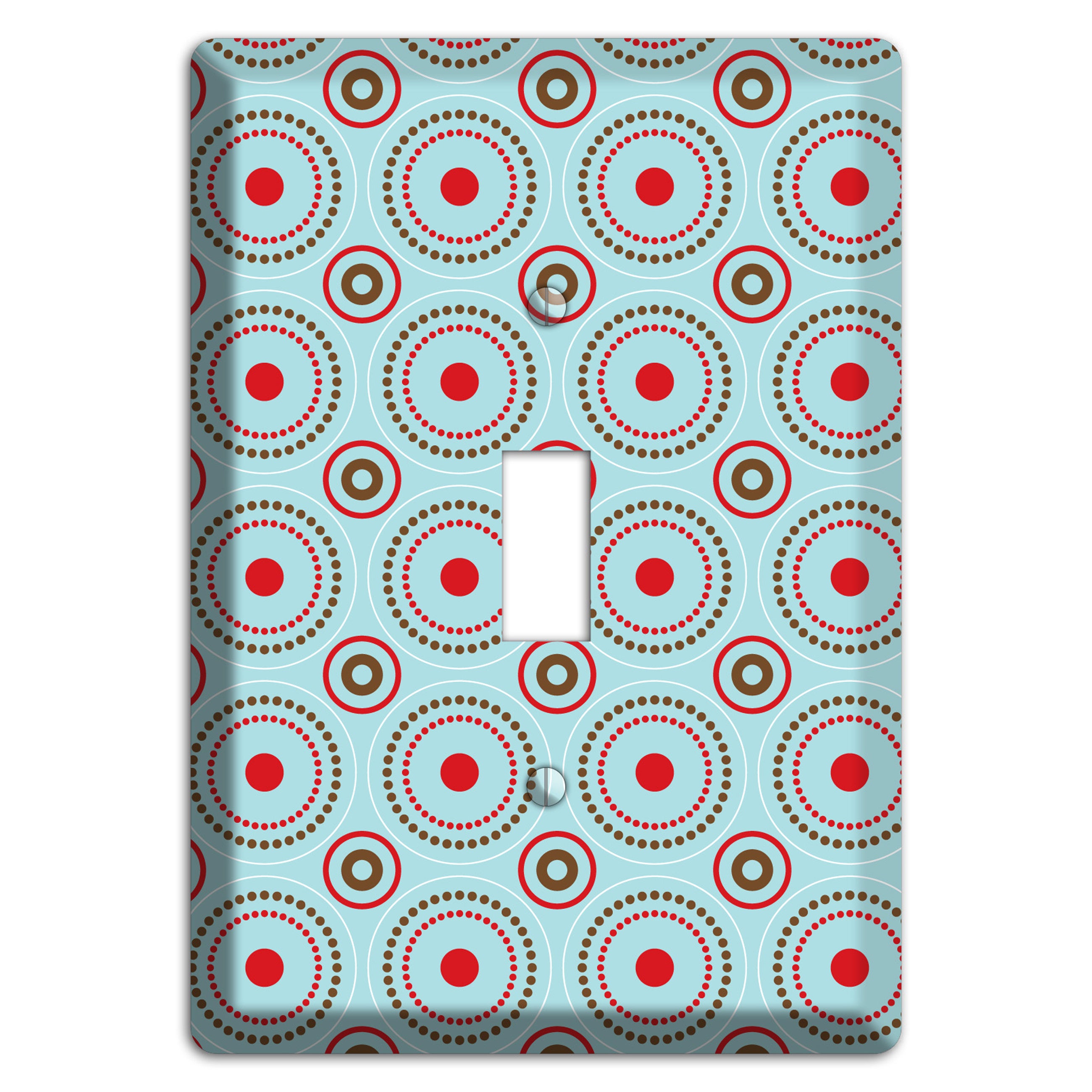 Dusty Blue with Red and Brown Retro Suzani Cover Plates