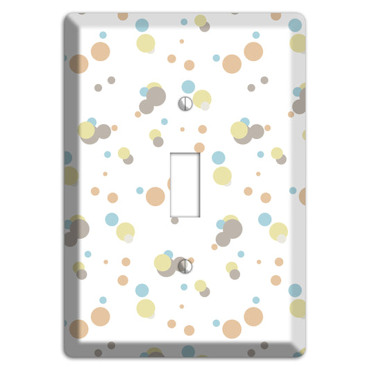 White with Soft Sage Blue and Umber Small Dots Cover Plates
