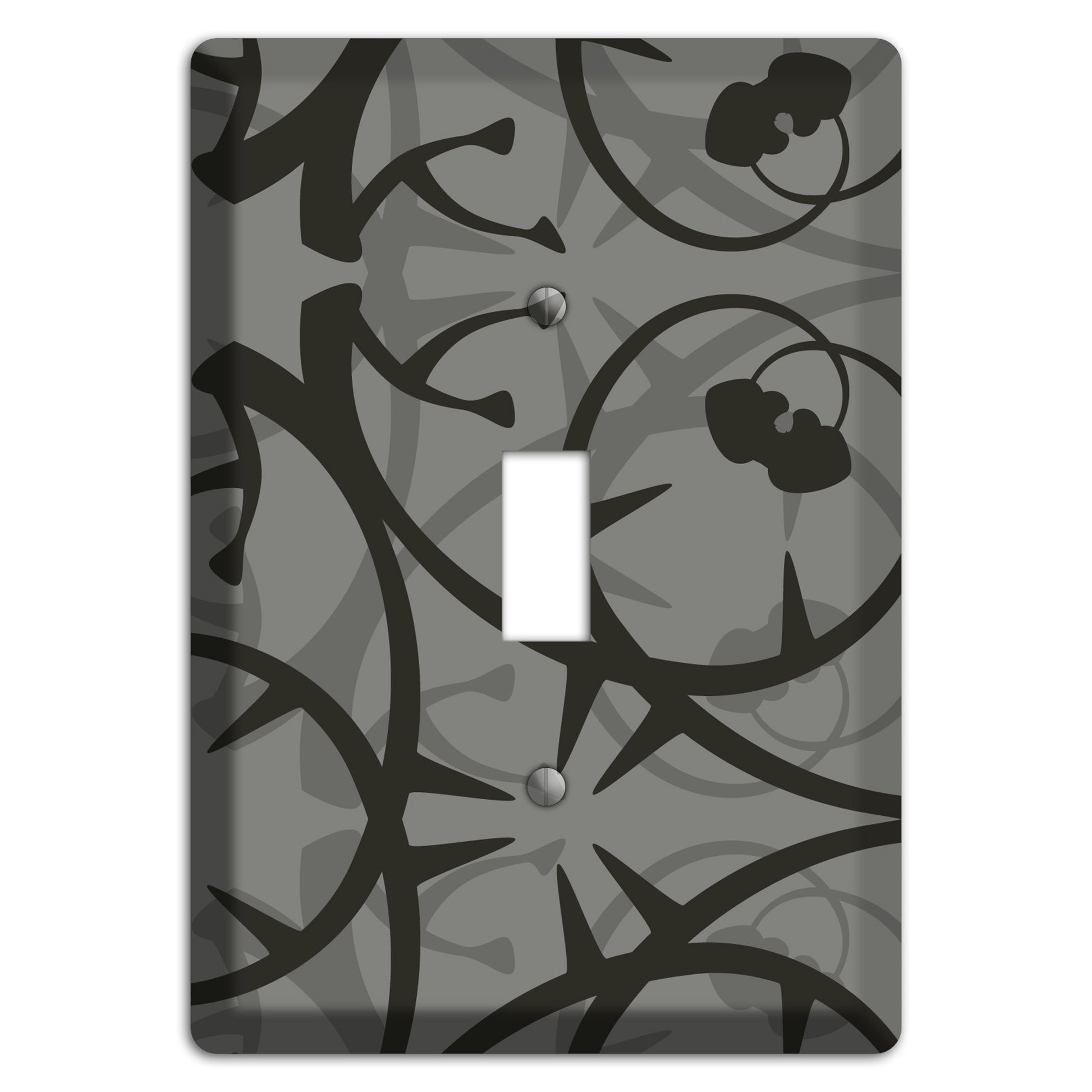 Grey with Black Retro Sprig Cover Plates