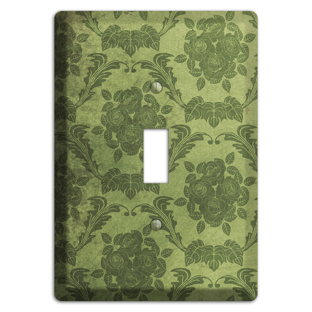 Green Smoke Vintage Rose Damask Cover Plates