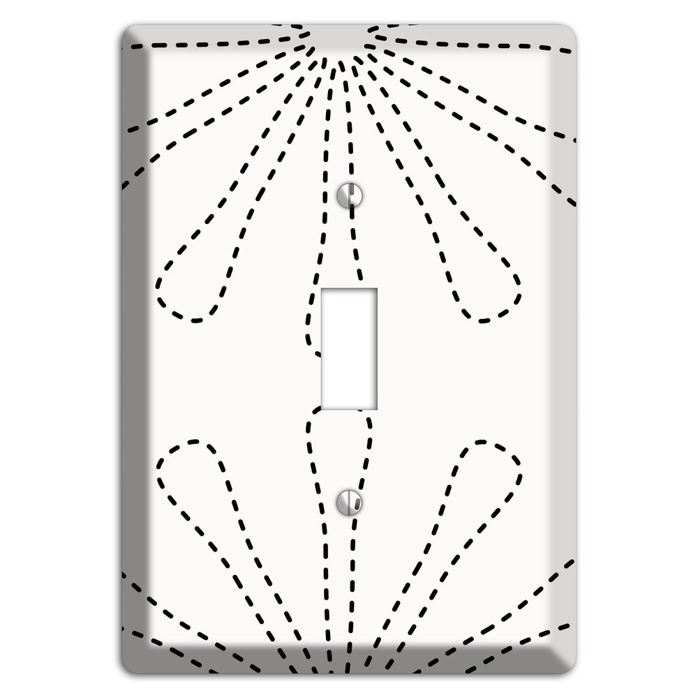 White with Black Retro Stipple Floral Contour Cover Plates