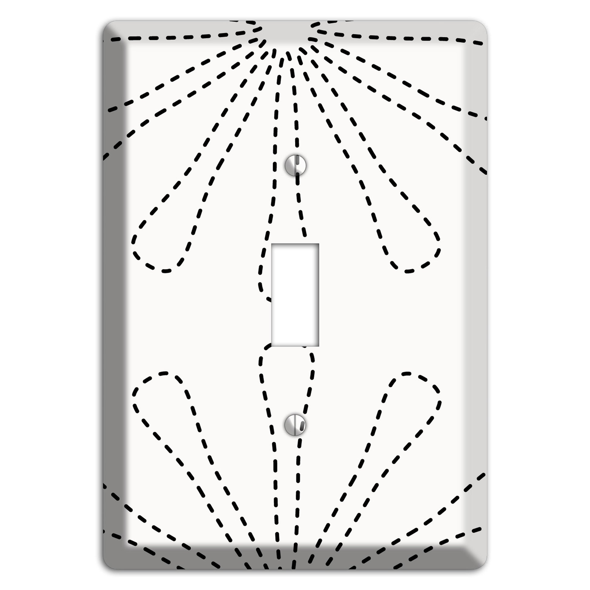 White with Black Retro Stipple Floral Contour Cover Plates