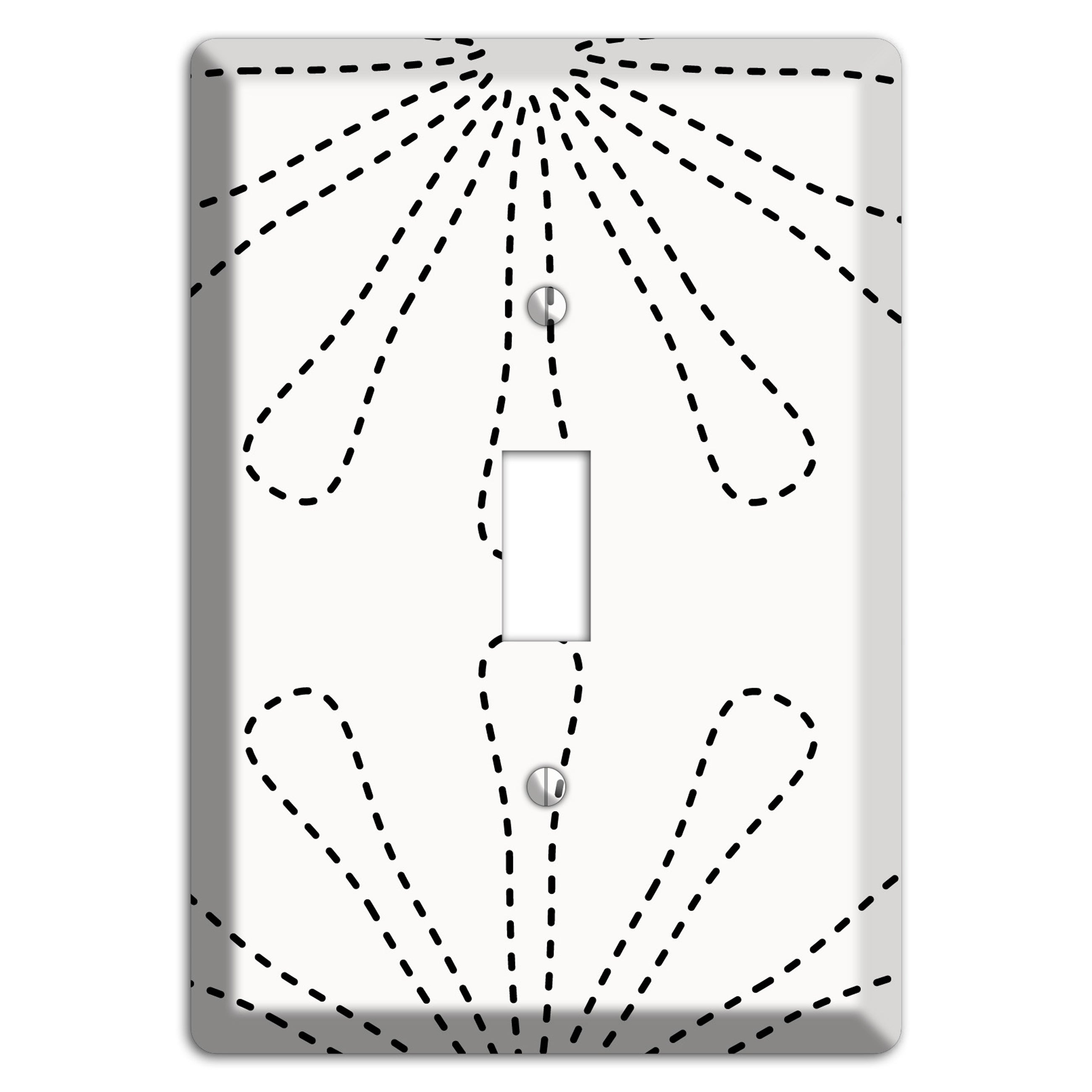 White with Black Retro Stipple Floral Contour Cover Plates