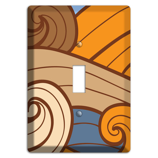Abstract Curl Blue & Cream Cover Plates