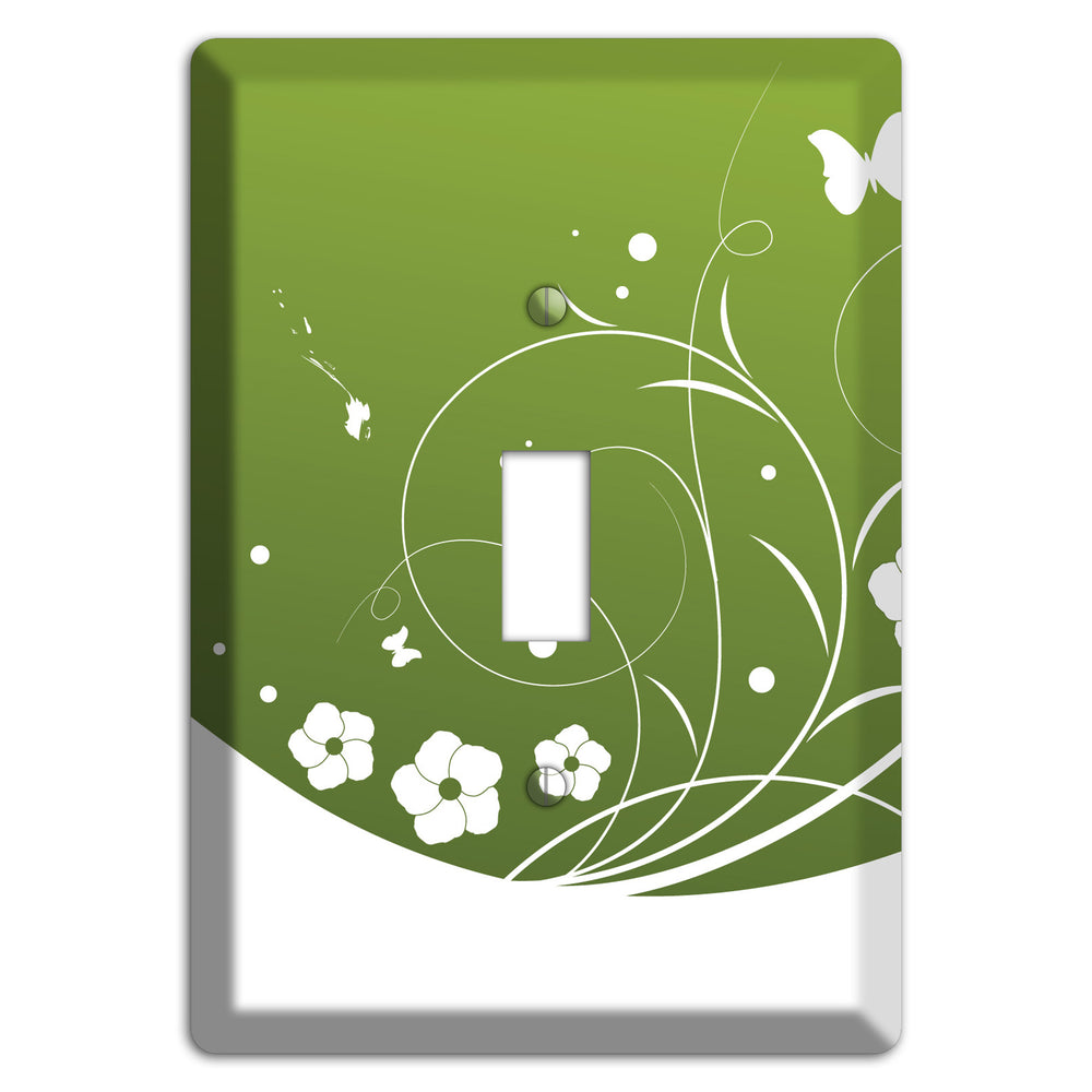 Green Floral Sprig Cover Plates
