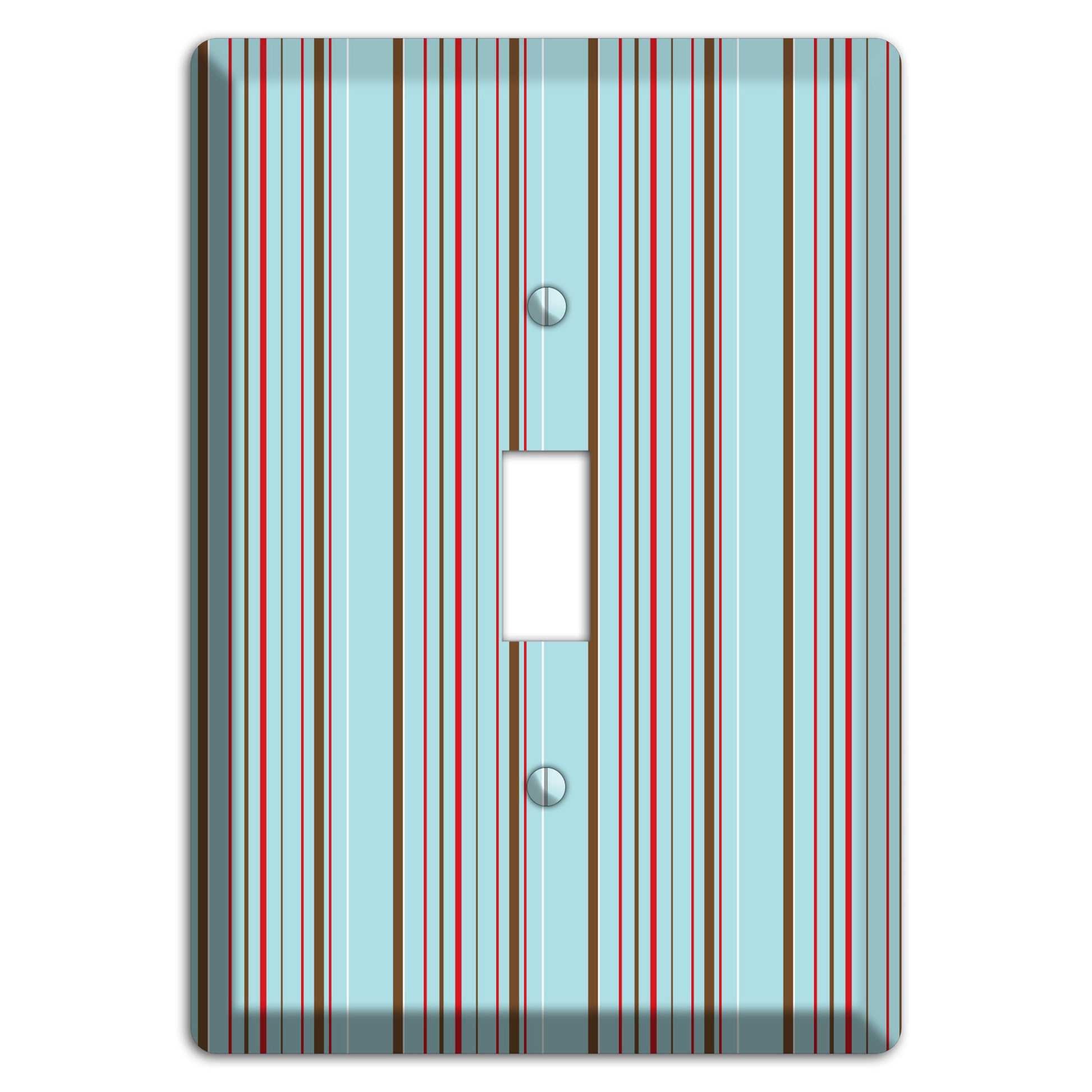 Dusty Blue with Red and Brown Vertical Stripes Cover Plates