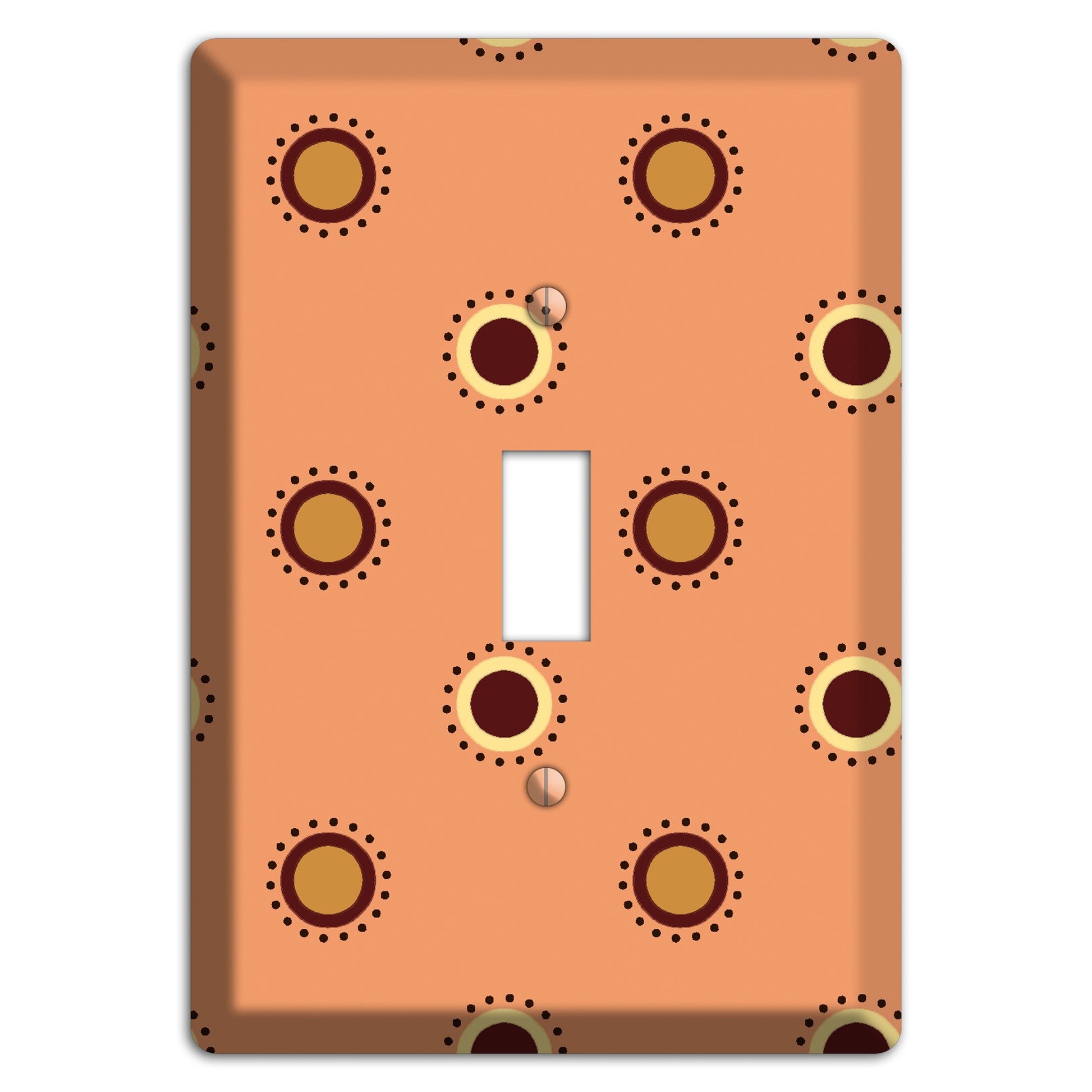 Coral with Multi Brown Suzani Dots Cover Plates