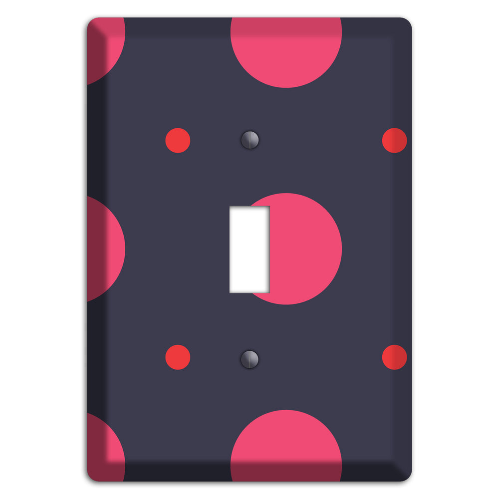 Dark Grey with Fuschia Multi Tiled Medium Dots Cover Plates