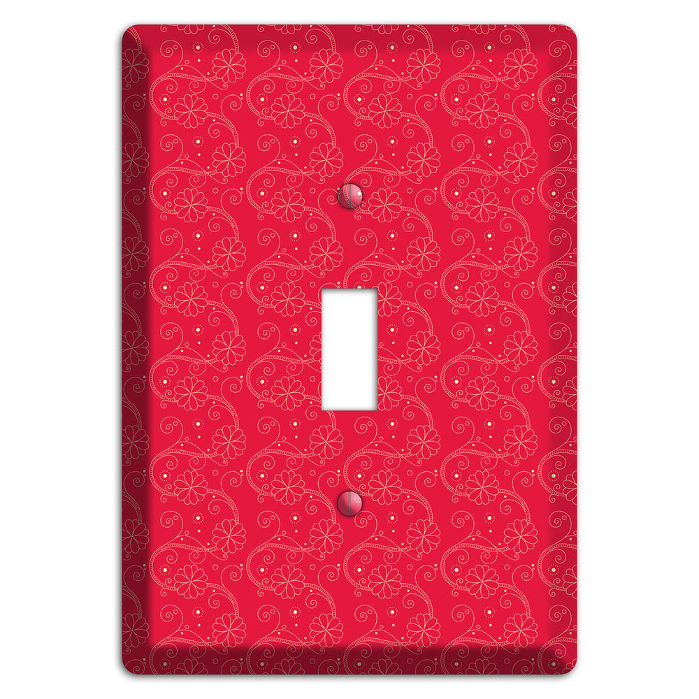 Tiny Red Floral Swirl Cover Plates