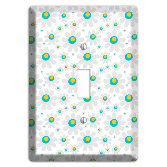 White and Green Flower Power Cover Plates