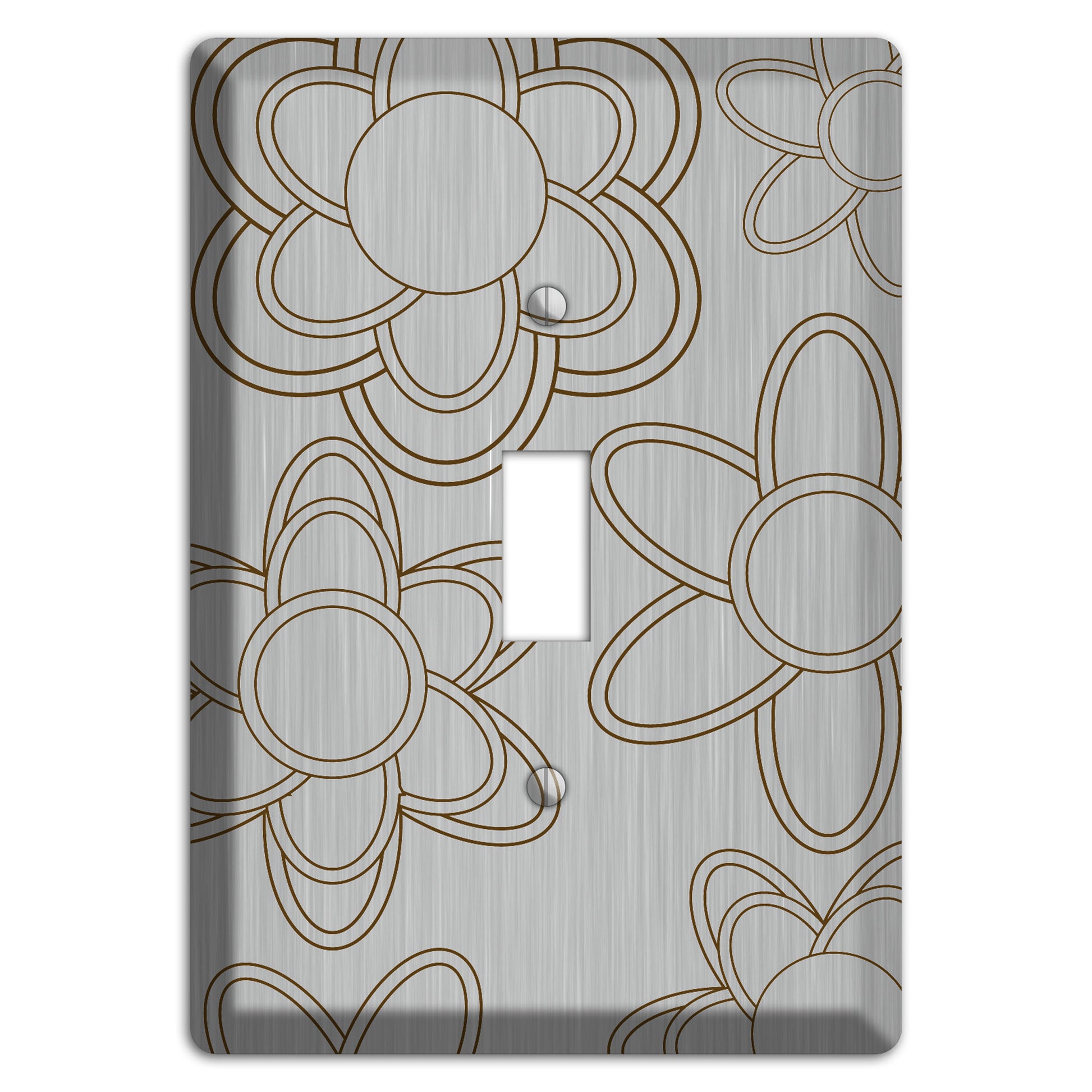 Retro Floral Contour  Stainless Cover Plates