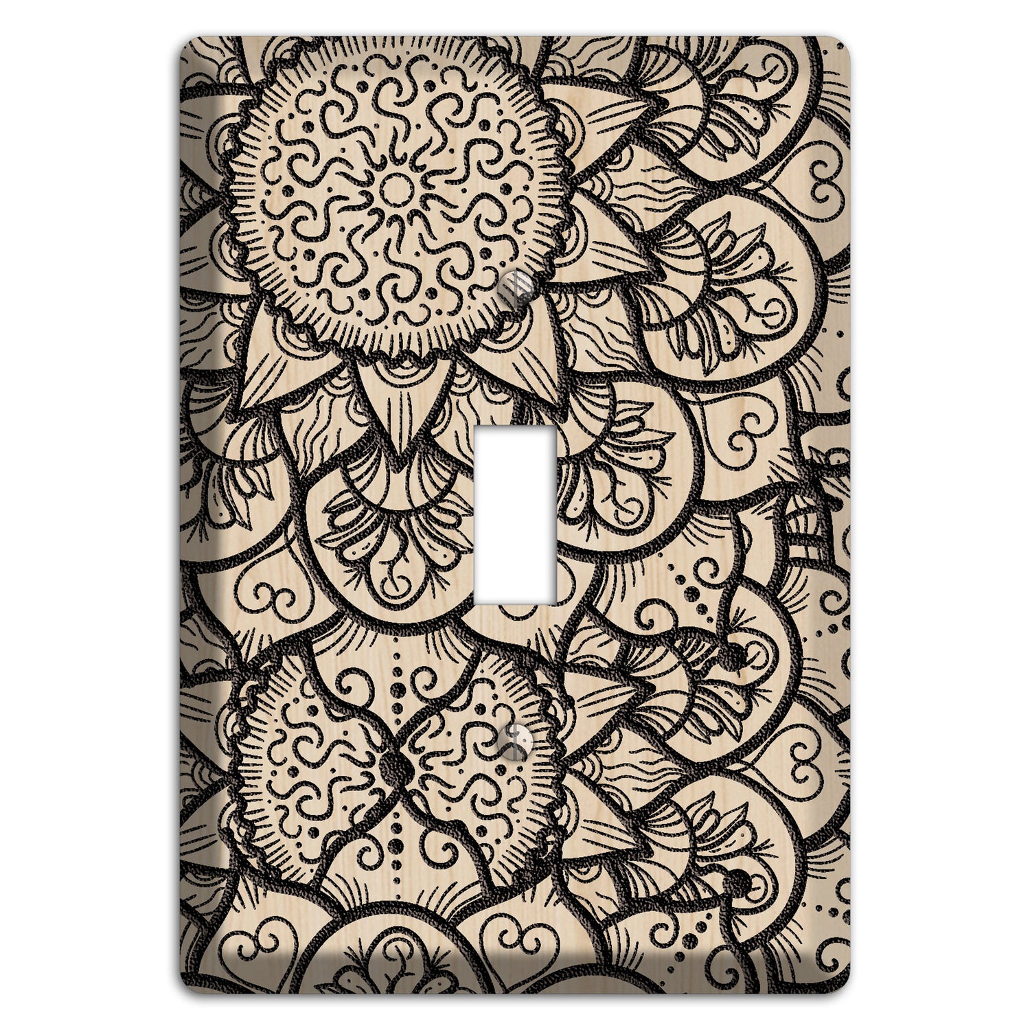 Mandala Black and White Style W Wood Lasered Cover Plates