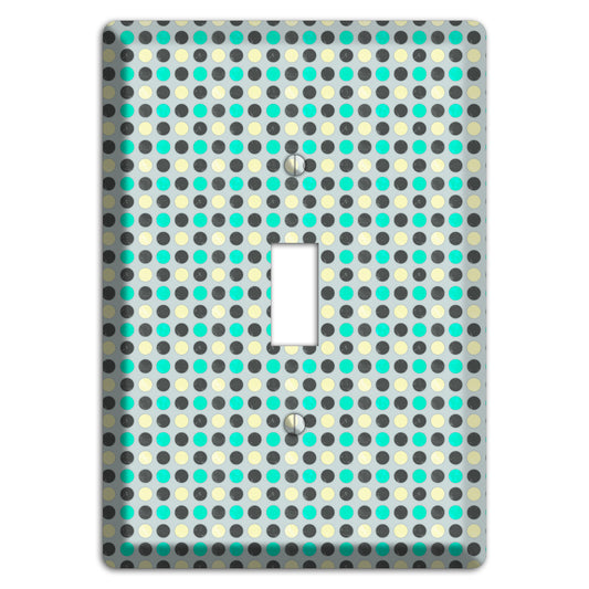 Grey with Black Off White and Turquoise Dots Cover Plates