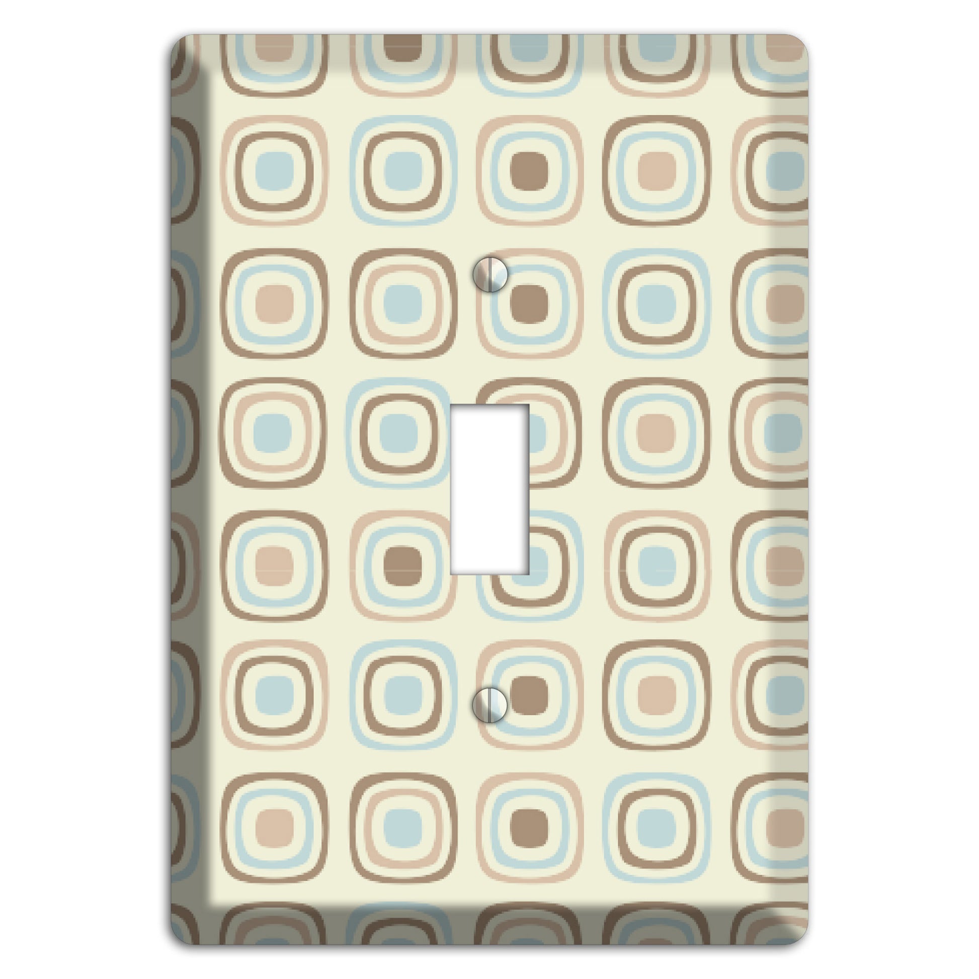 Multi Beige Brown Dusty Blue Retro Squares Cover Plates