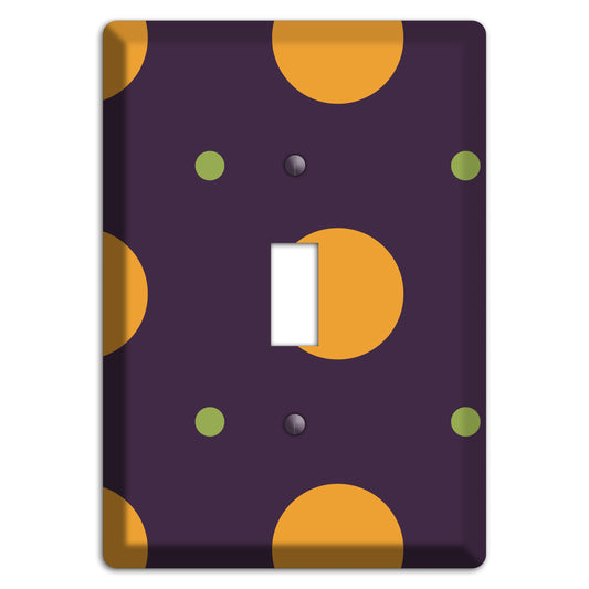 Eggplant with Orange and Lime Multi Tiled Medium Dots Cover Plates