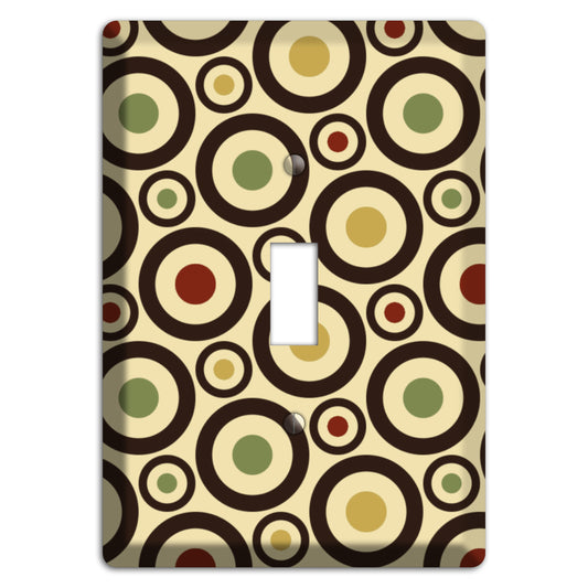 Beige with Olive Mustard Maroon Retro Bullseye Cover Plates
