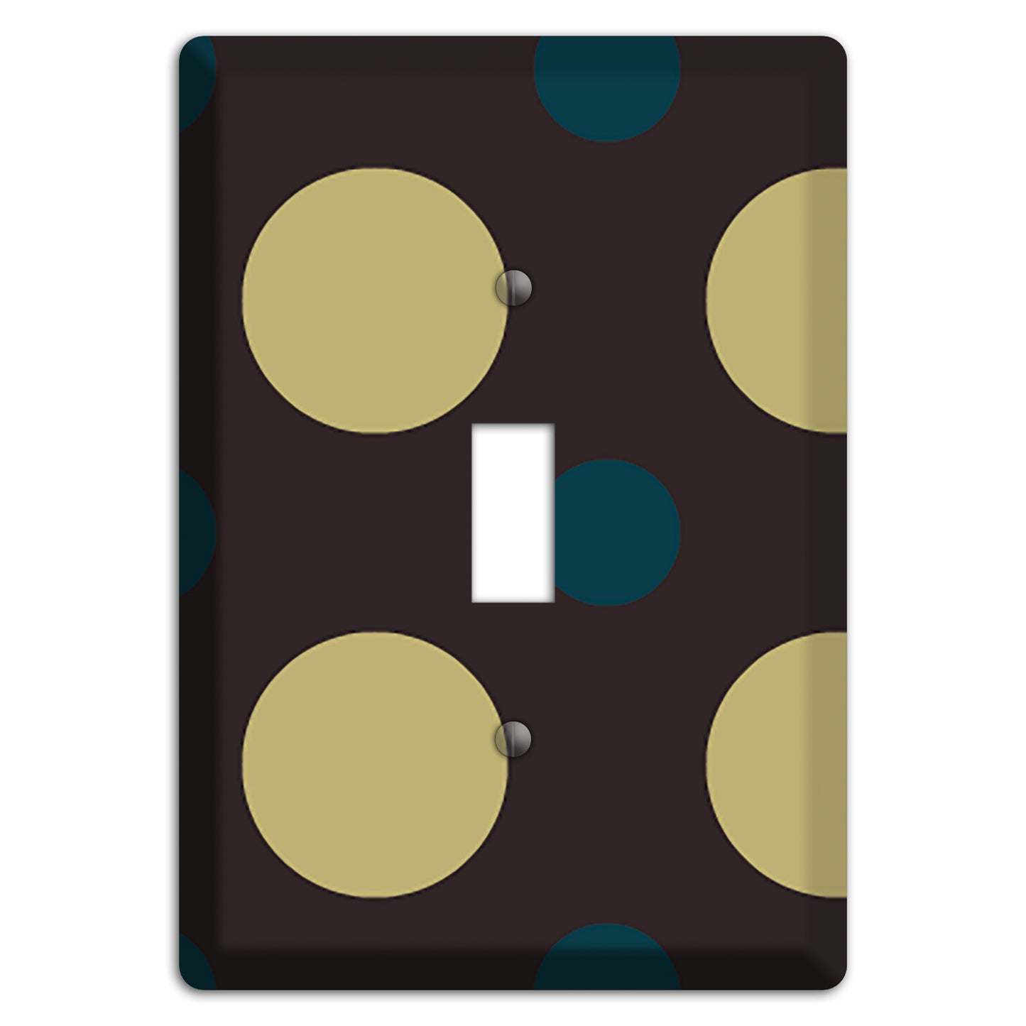 Brown with Olive and Dark Aqua Multi Polka Dots Cover Plates