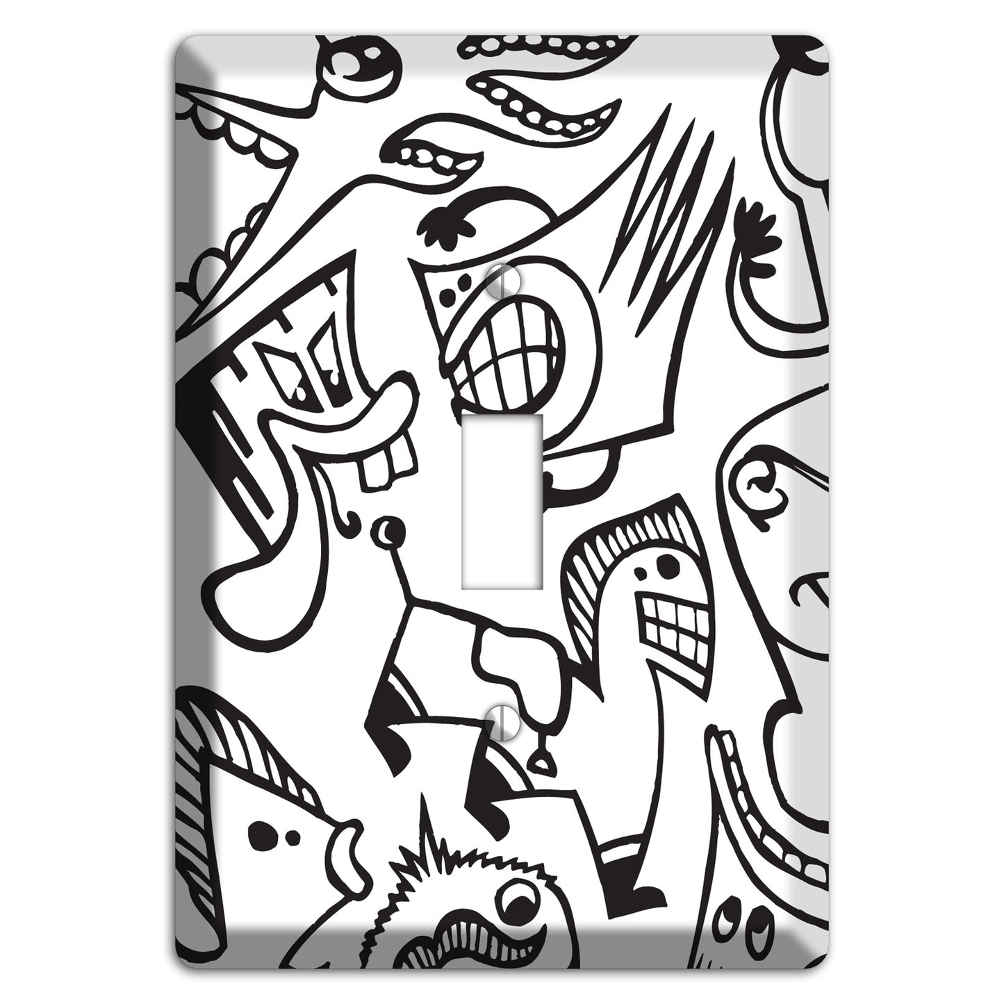 Black and White Whimsical Faces 1 Cover Plates