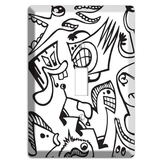 Black and White Whimsical Faces 1 Cover Plates