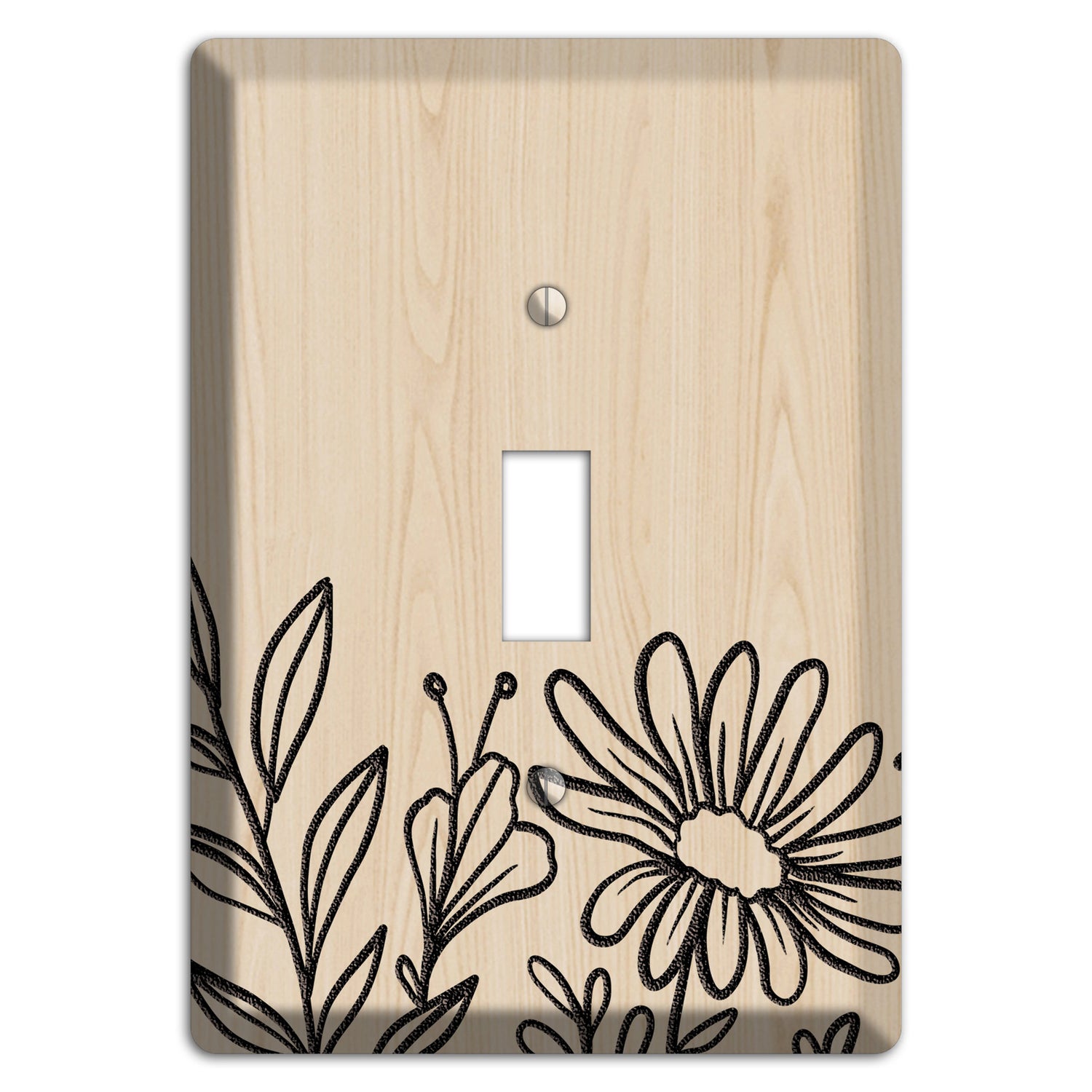 Hand-Drawn Floral 10 Wood Lasered Cover Plates