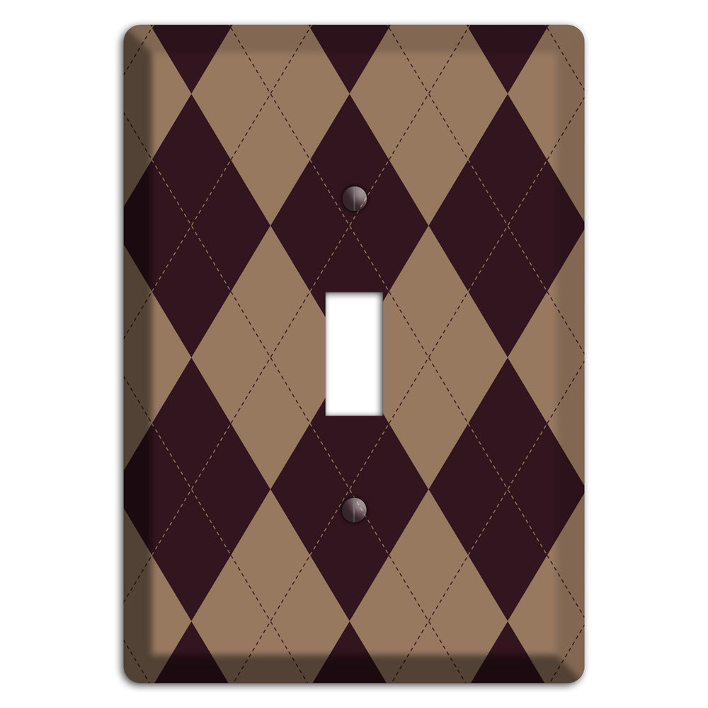 Burguny and Beige Argyle Cover Plates