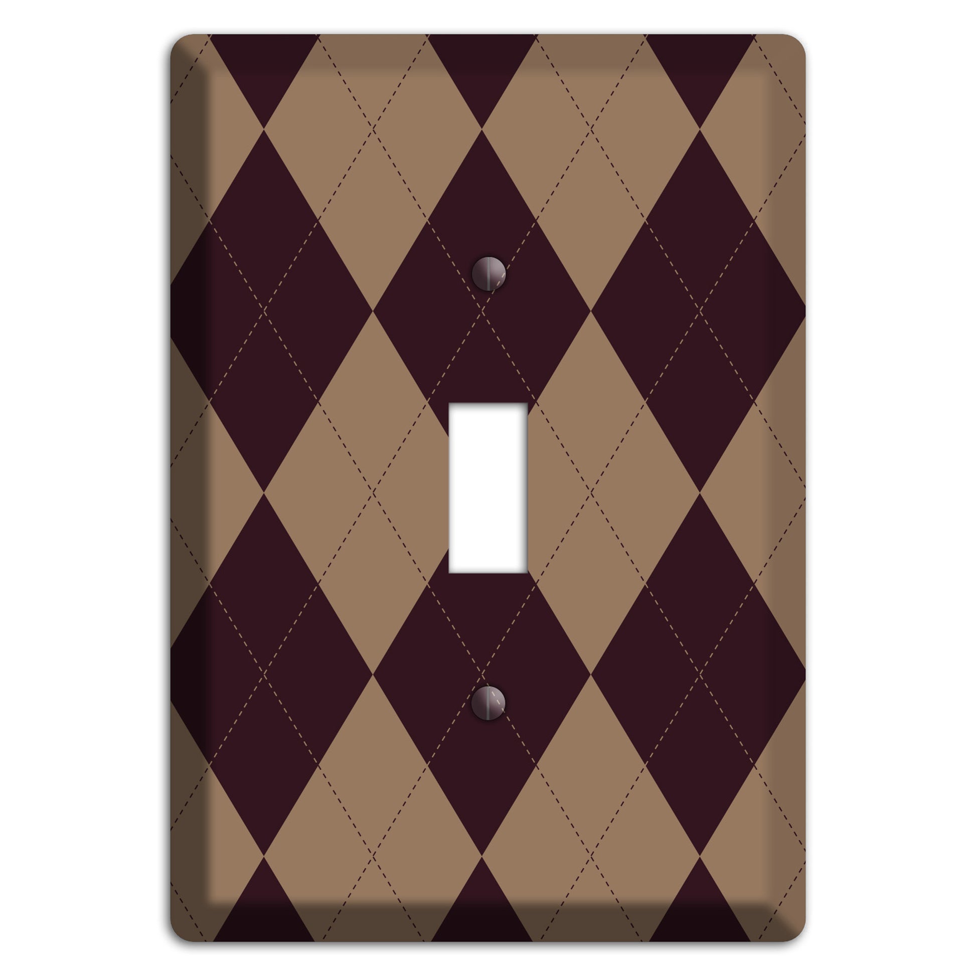 Burguny and Beige Argyle Cover Plates