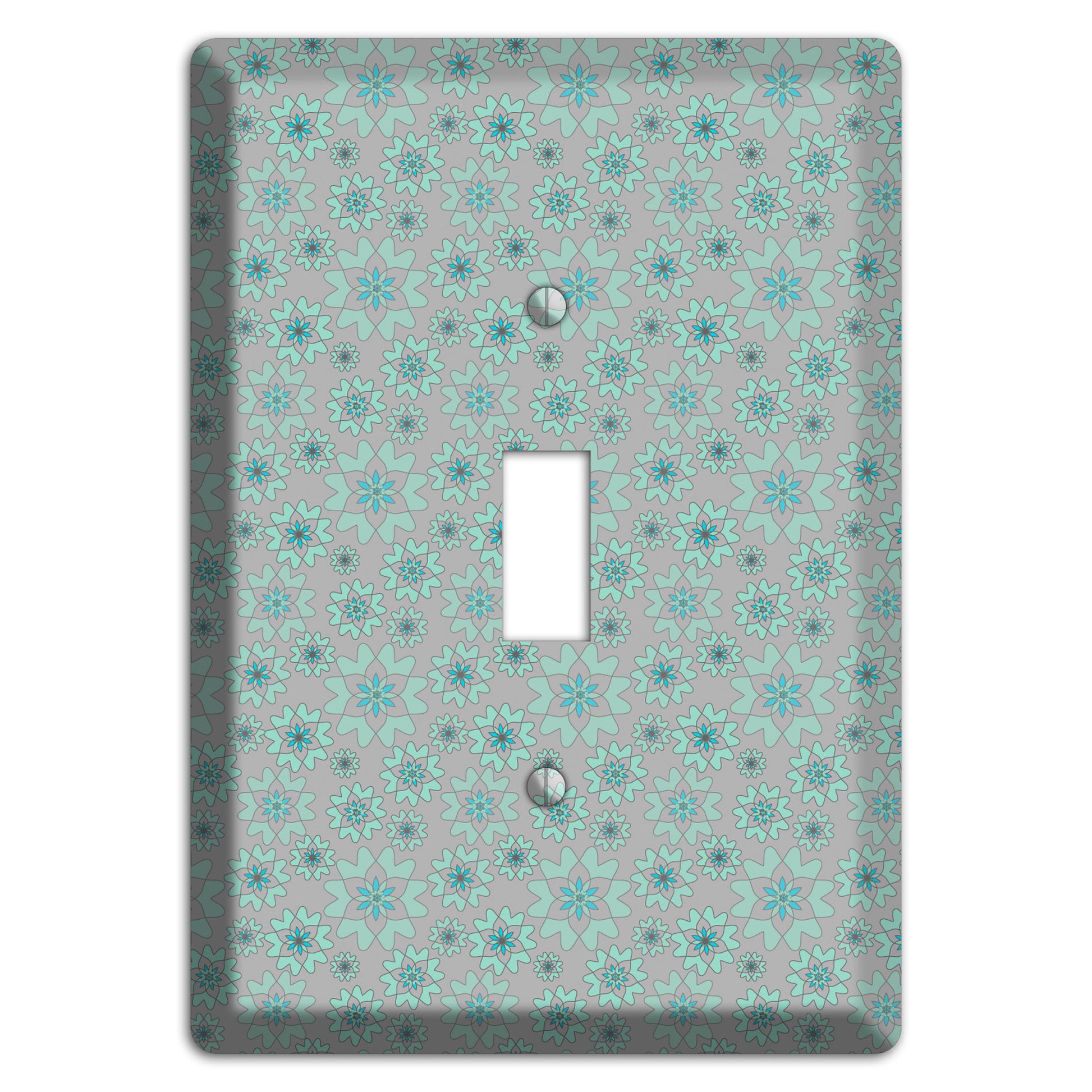 Grey with Tiny Aqua Retro Suzani Cover Plates