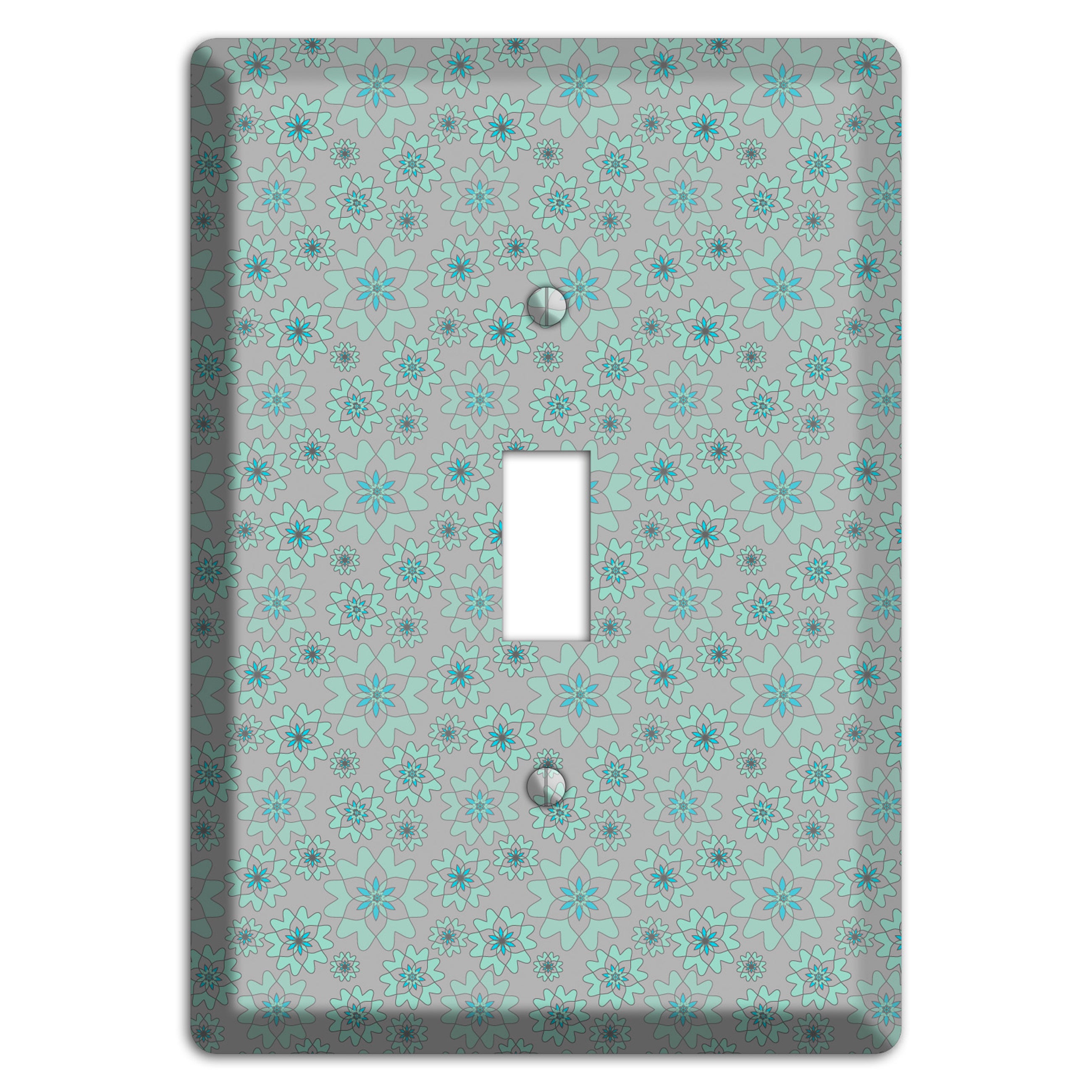 Grey with Tiny Aqua Retro Suzani Cover Plates
