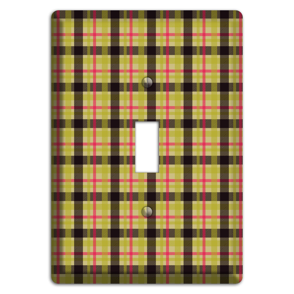 Yellow Black Red Plaid Cover Plates
