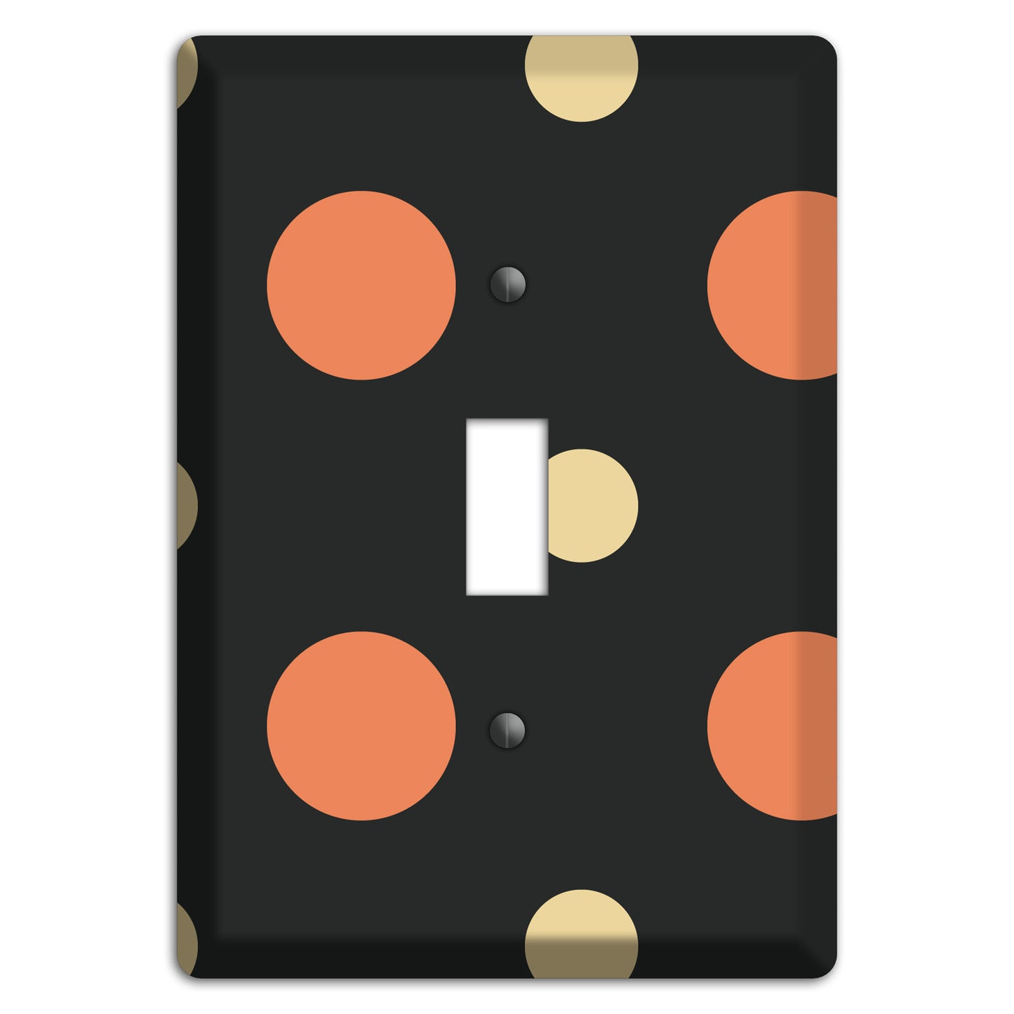 Black with Coral and Beige Multi Medium Polka Dots Cover Plates