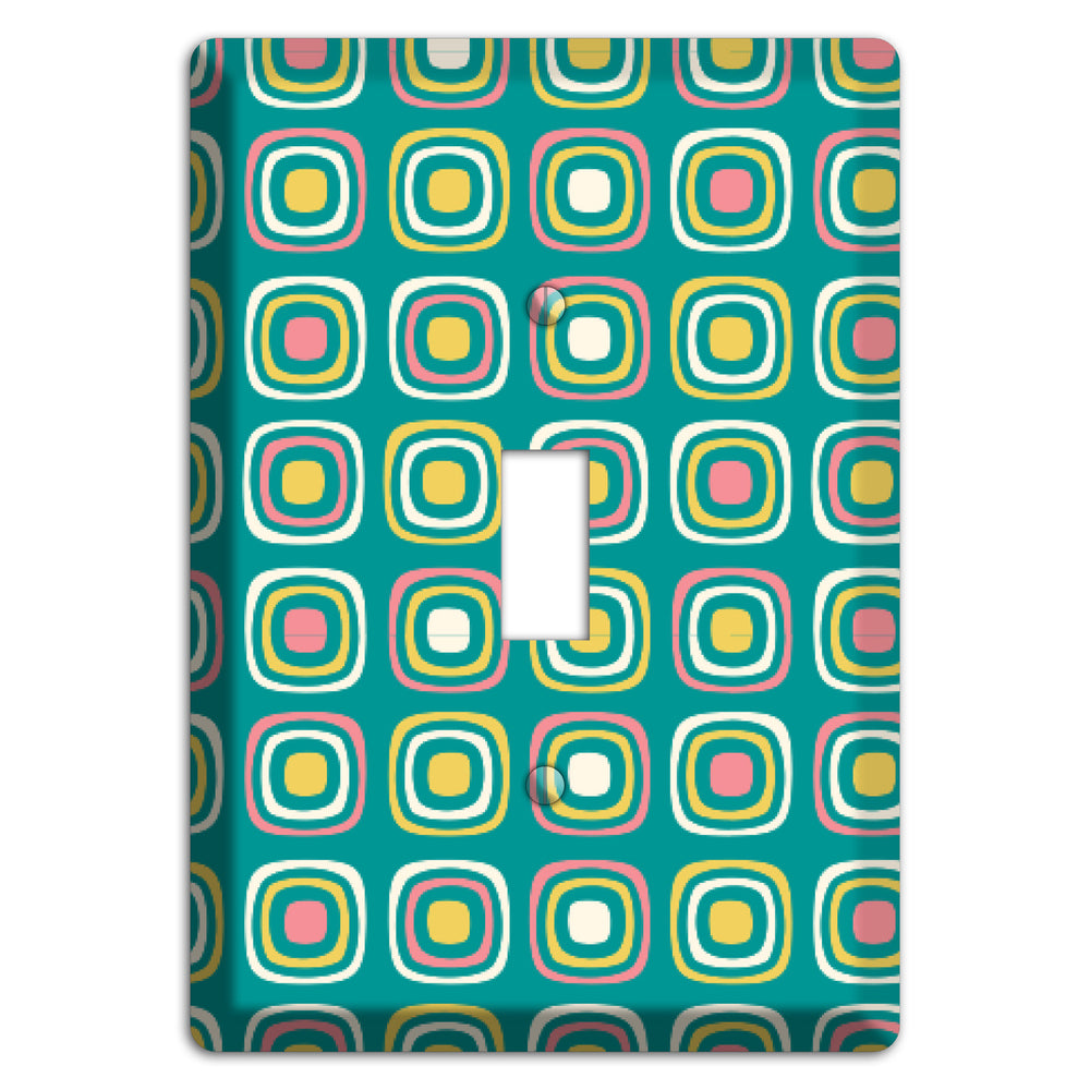 Mulri Teal Coral Lime Retro Squares Cover Plates