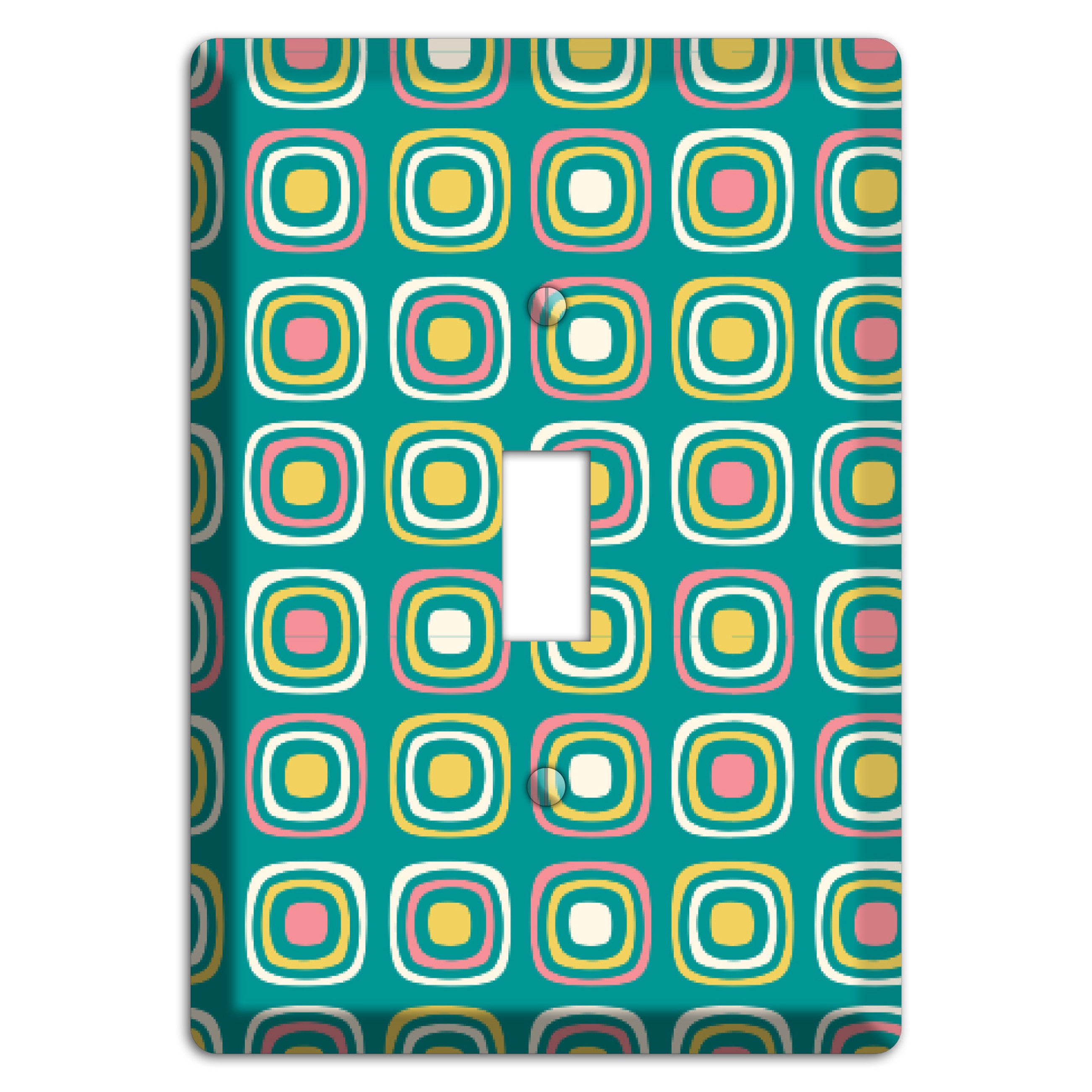 Mulri Teal Coral Lime Retro Squares Cover Plates