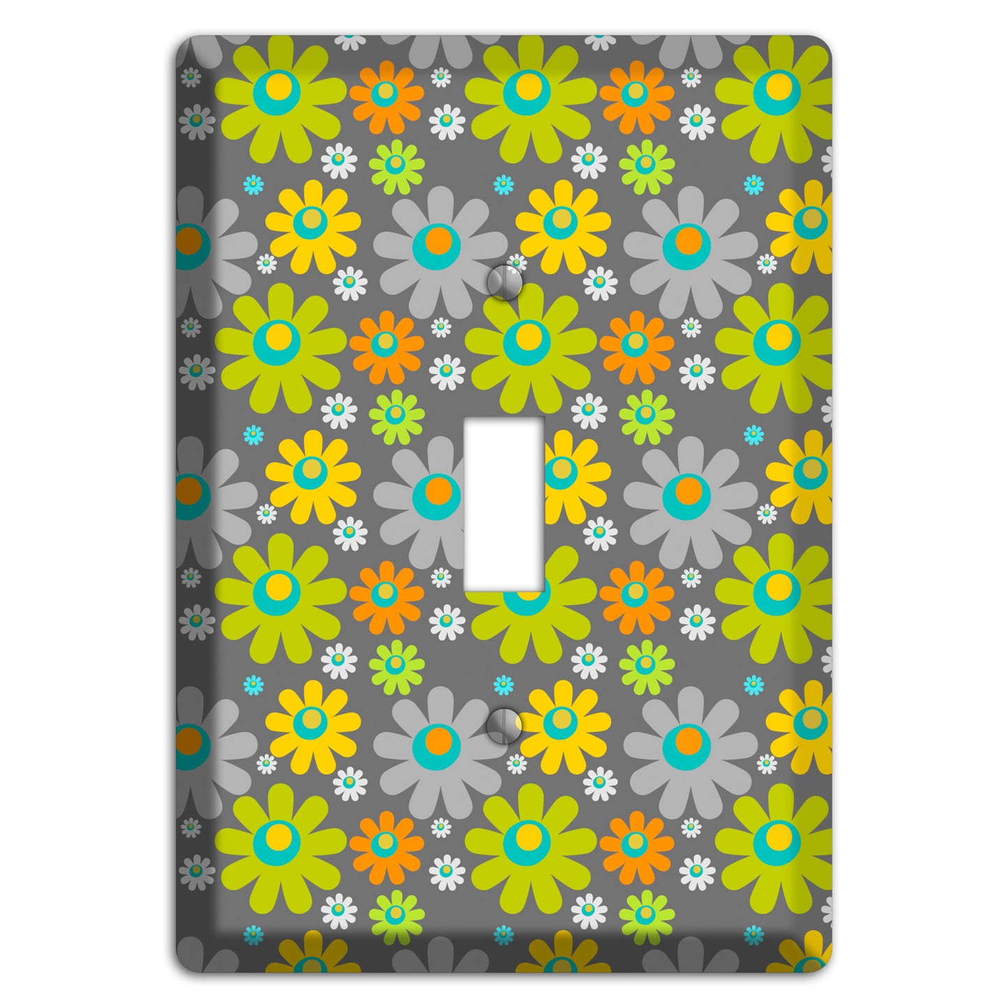 Grey and Yellow Flower Power Cover Plates