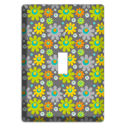 Grey and Yellow Flower Power Cover Plates
