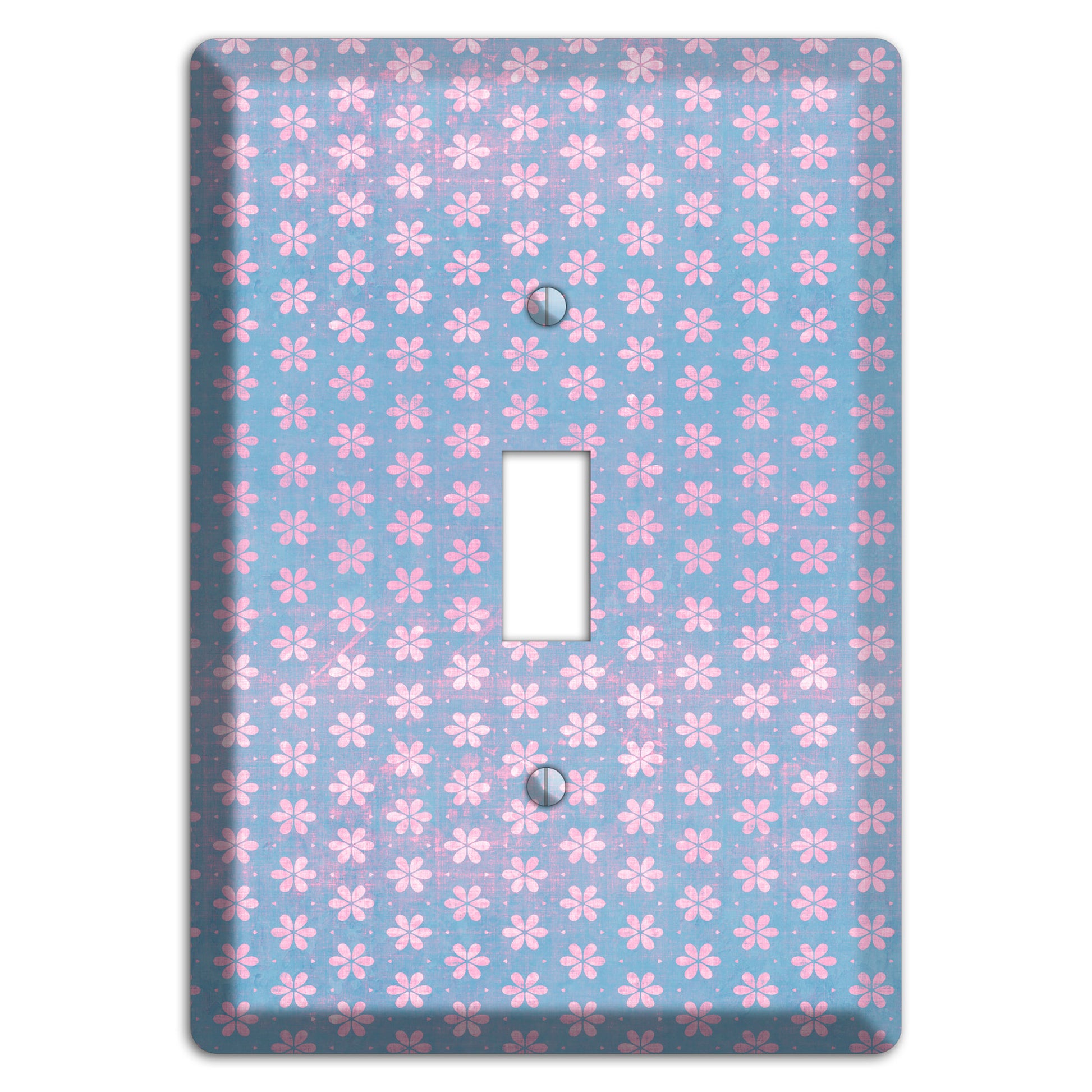 Periwinkle Grunge Floral Contour Cover Plates
