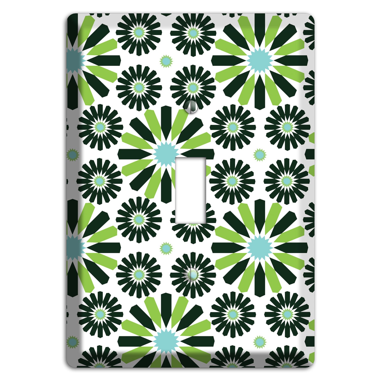 Lime and Teal Scandinavian Floral 2 Cover Plates
