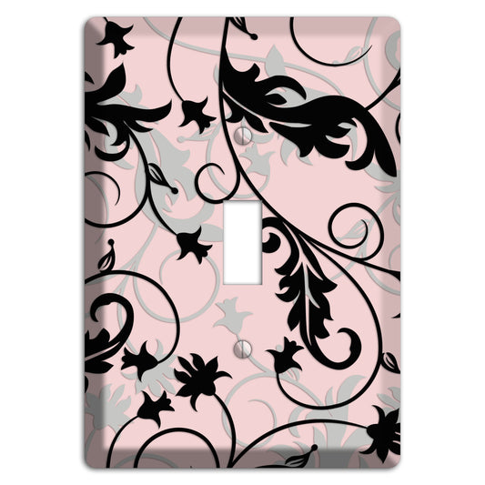Dusty Pink Grey Black Victorian Sprig Cover Plates