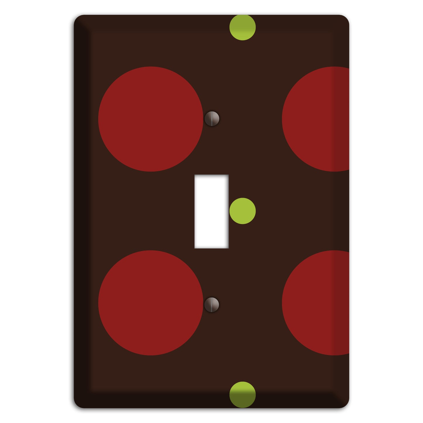 Brown with Red and Green Multi Medium Polka Dots Cover Plates