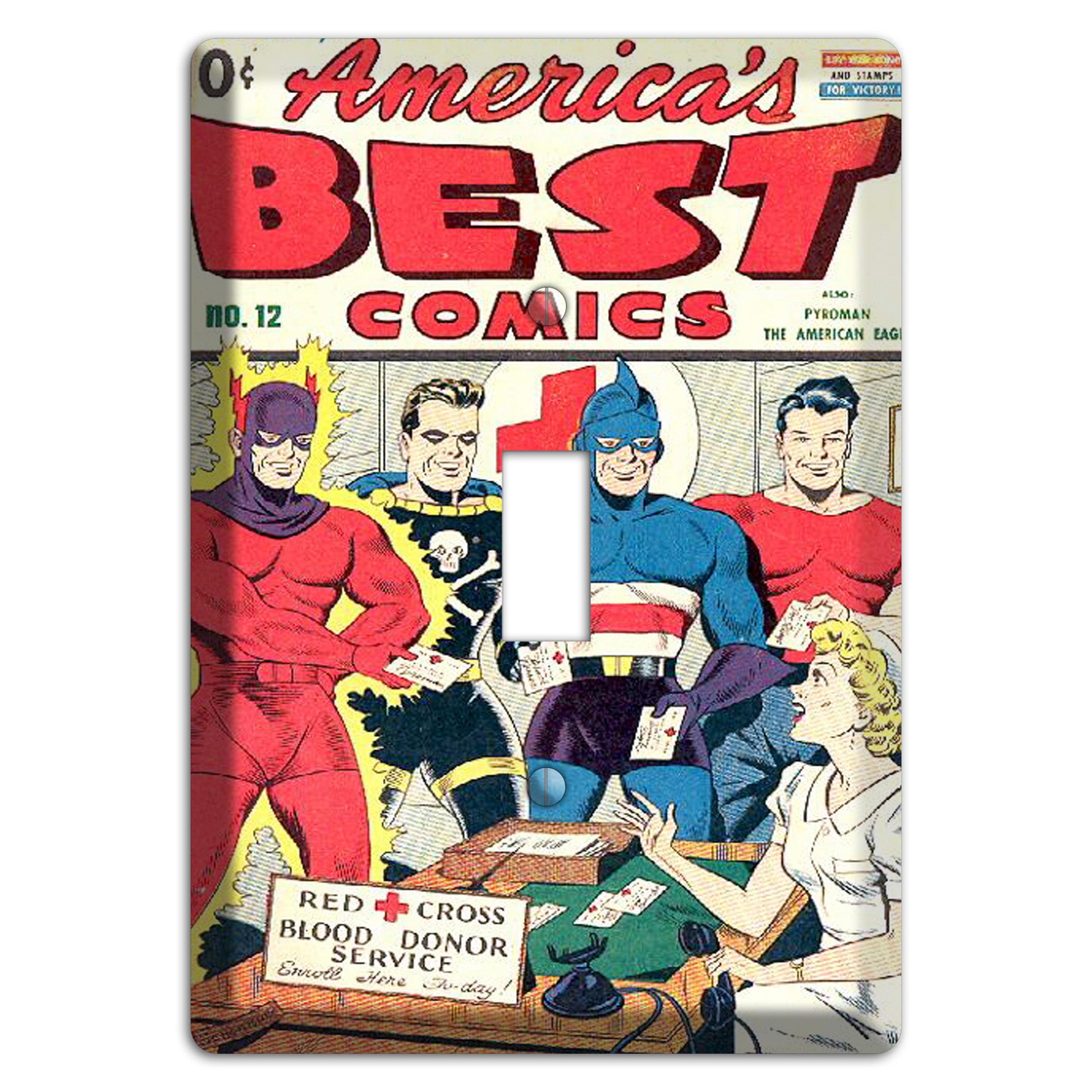 Red Cross Vintage Comics Cover Plates