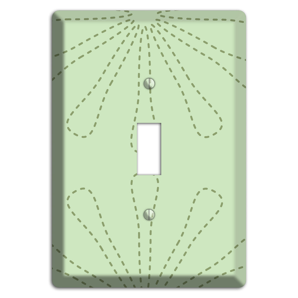 Sage Retro Stipple Floral Contour Cover Plates